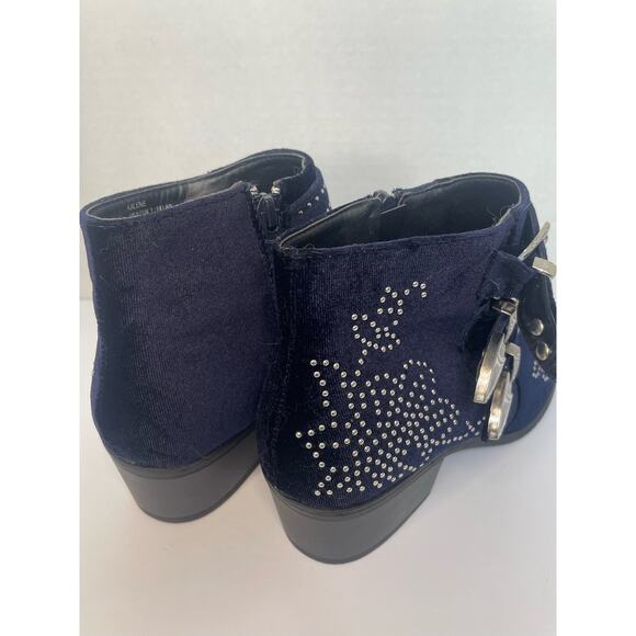 Shoedazzle - Blue Velvet Kalene Booties with Stud and Buckle Detail - Size 9 - Picture 2 of 6